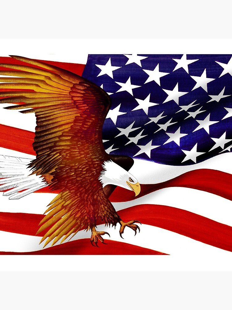Thumbnail 4 of 4, Clock, American Flag and Eagle - Oil on Canvas designed and sold by RickSchroeppel.