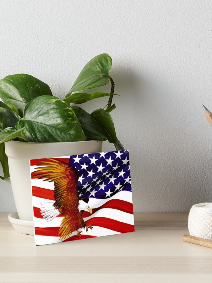 Thumbnail 1 of 2, Art Board Print, American Flag and Eagle - Oil on Canvas designed and sold by RickSchroeppel.