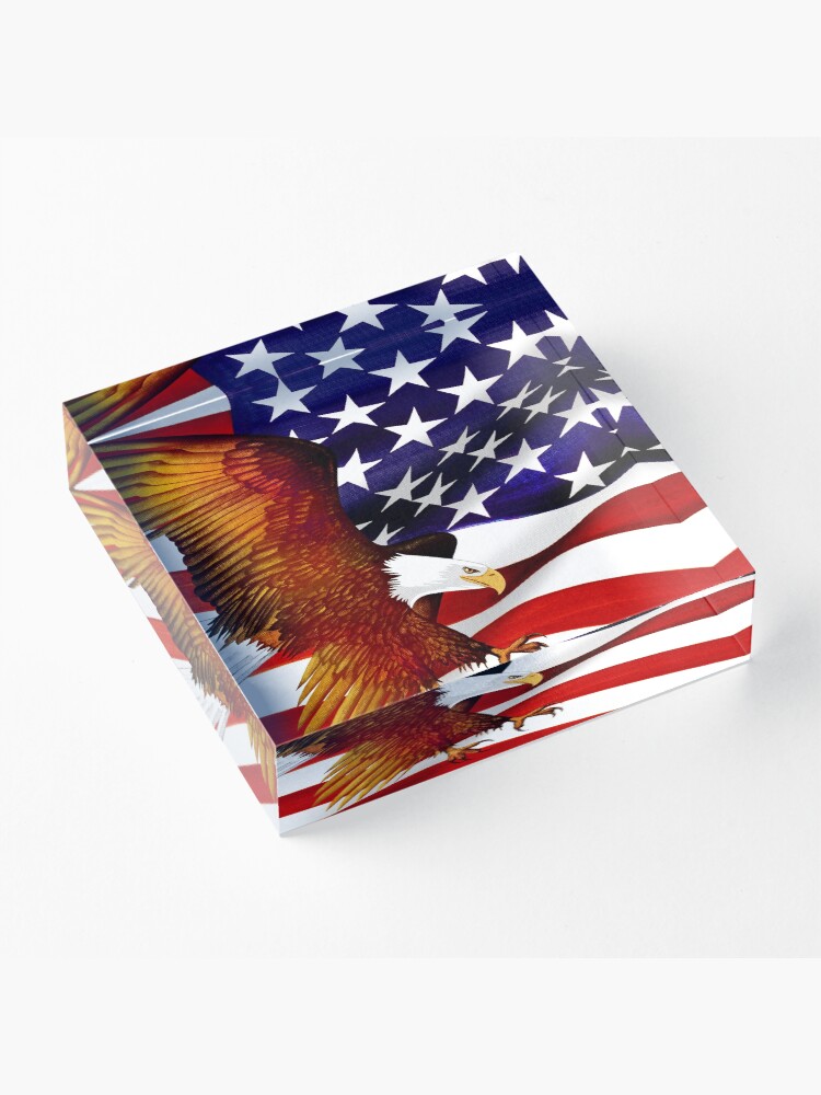 Thumbnail 3 of 5, Acrylic Block, American Flag and Eagle - Oil on Canvas designed and sold by RickSchroeppel.