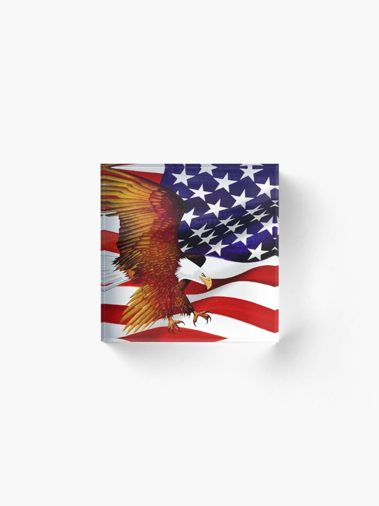 Thumbnail 2 of 5, Acrylic Block, American Flag and Eagle - Oil on Canvas designed and sold by RickSchroeppel.
