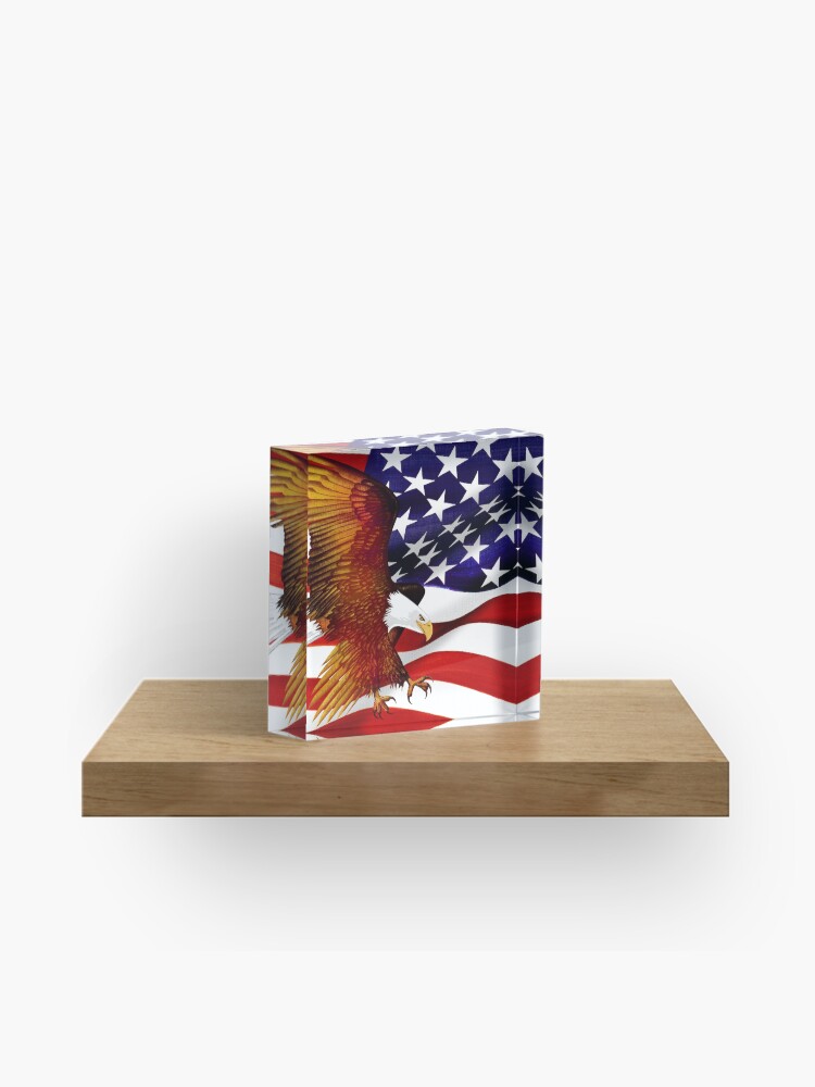 Thumbnail 1 of 5, Acrylic Block, American Flag and Eagle - Oil on Canvas designed and sold by RickSchroeppel.