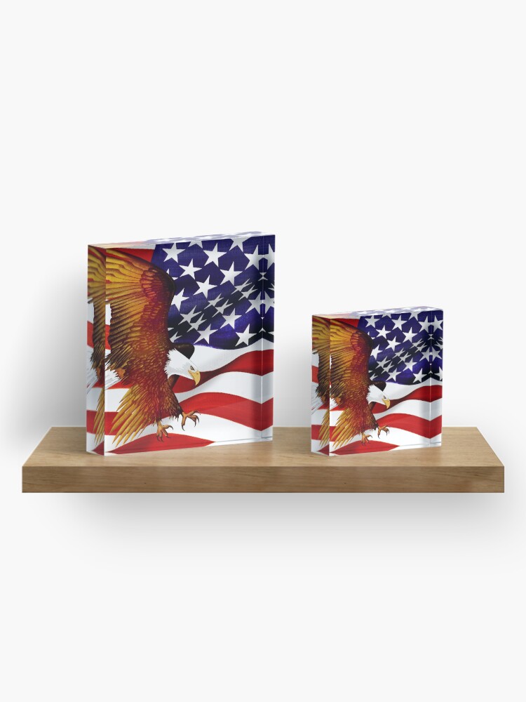 Thumbnail 4 of 5, Acrylic Block, American Flag and Eagle - Oil on Canvas designed and sold by RickSchroeppel.