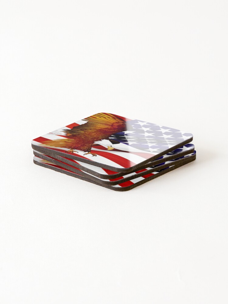 Thumbnail 4 of 5, Coasters (Set of 4), American Flag and Eagle - Oil on Canvas designed and sold by RickSchroeppel.