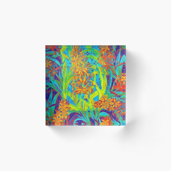 Floral Colorful Pattern Acrylic Block