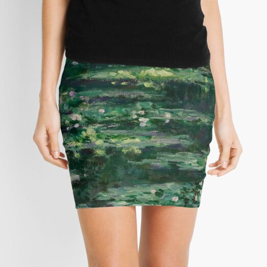 Claude Monet - Water Lilies - Dark Green Mini Skirt