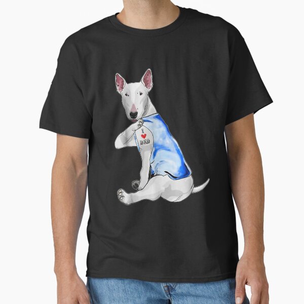 Vista previa del artículo con la obra «Tatuaje de Bull Terrier Amo a papá Regalos divertidos del día del padre», diseñado y vendido por PetrosAlexo.