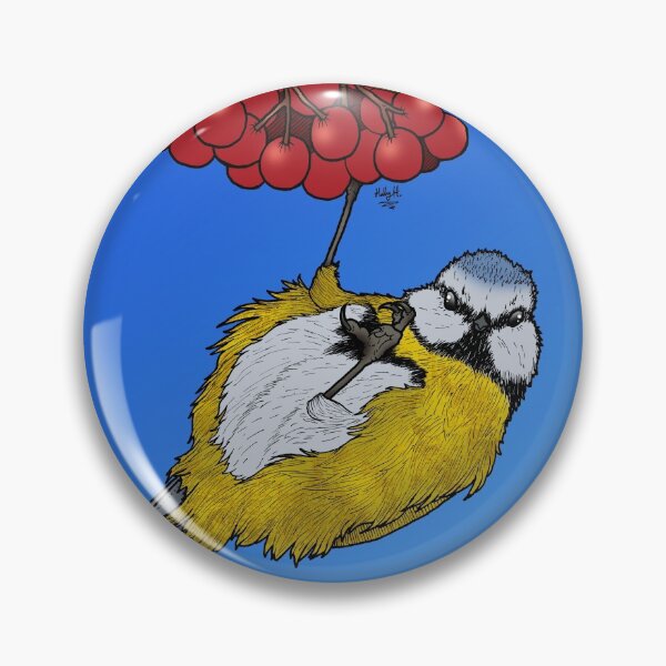 Blue Tit Hanging on Berries Pin
