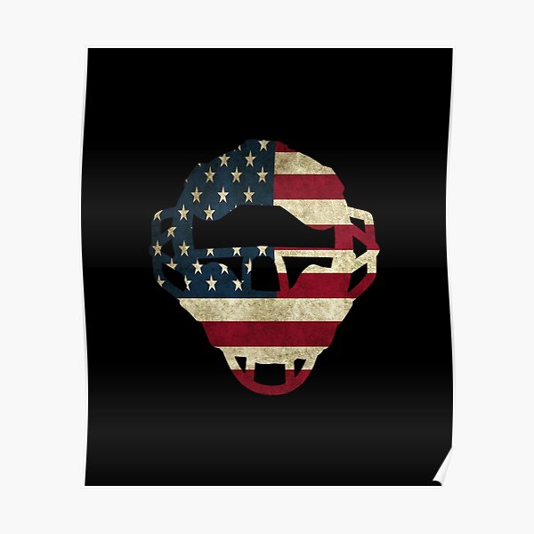 Baseball Catchers Mask Gear design American Flag Baseballin Poster