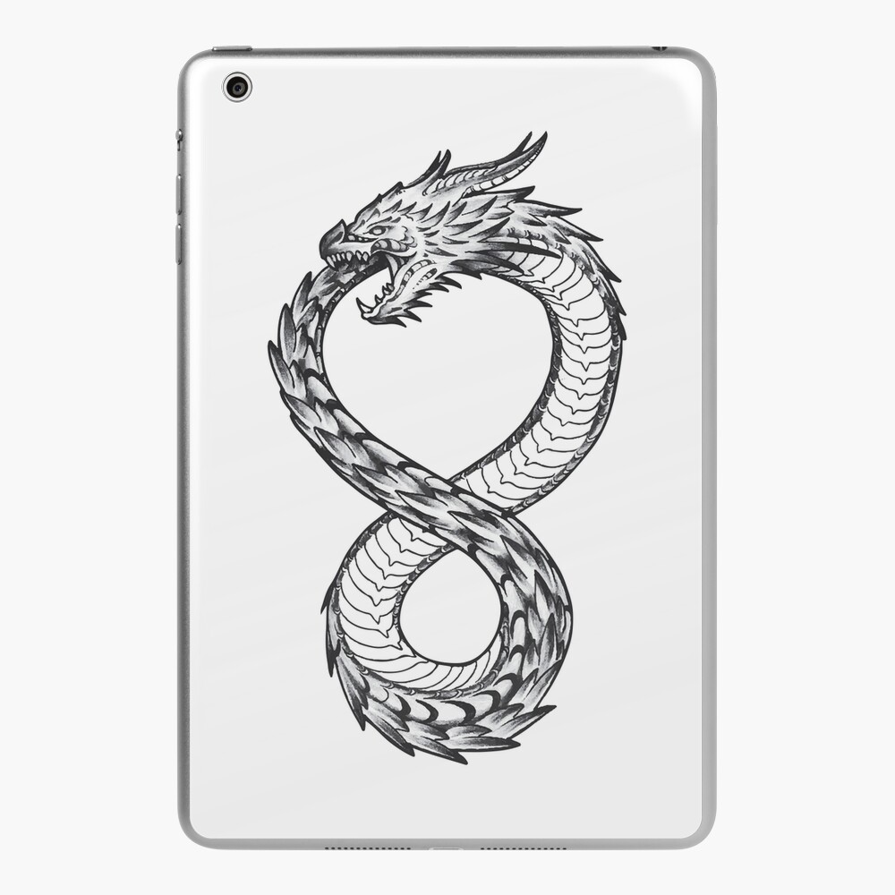 Lexica - Ouroboros, chinese dragon, logo, neo tribal, hand drawn pencil  sketch, t-shirt style, 4k