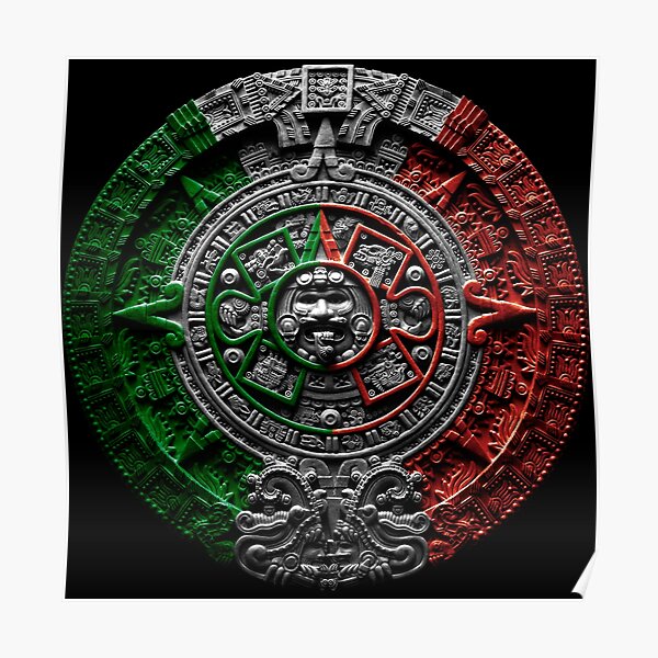 aztekischer Kalender Mexiko Chicano Poster