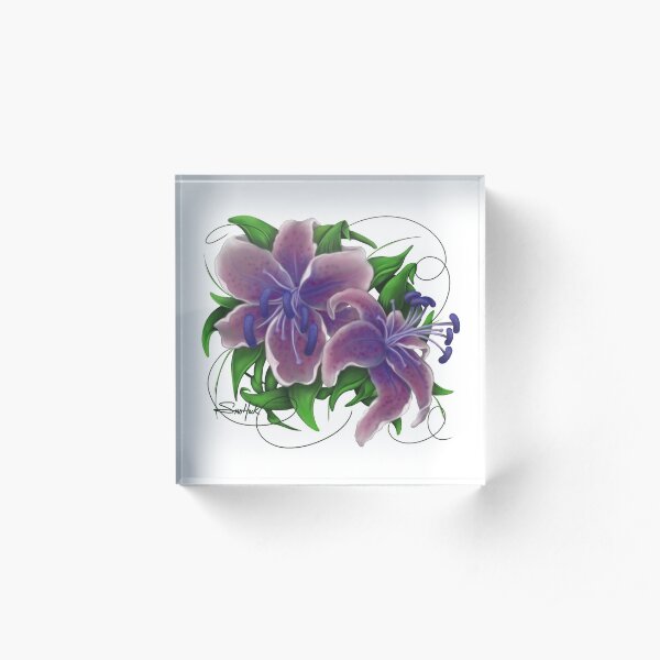 Twisted Purple Lillies Acrylic Block