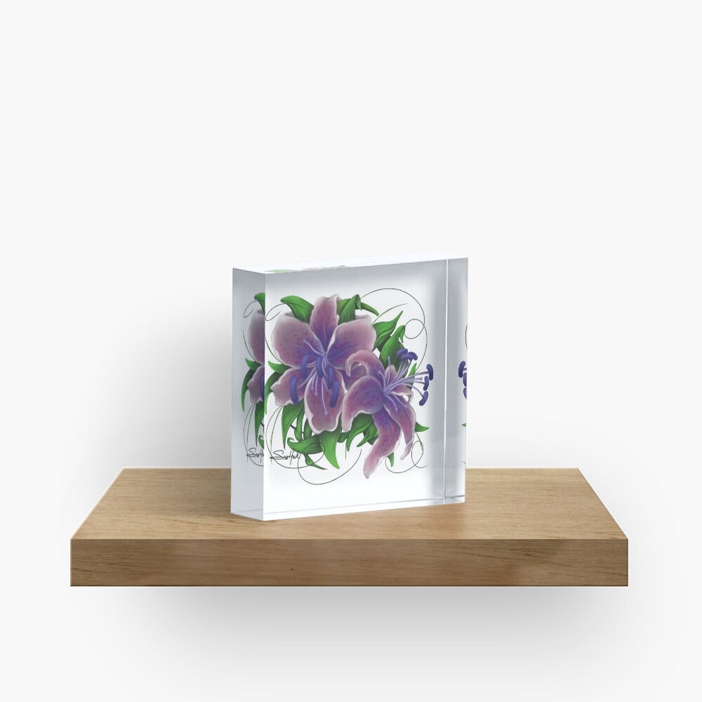 Twisted Purple Lillies Acrylic Block