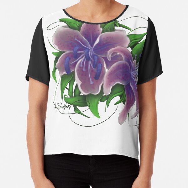 Twisted Purple Lillies Chiffon Top