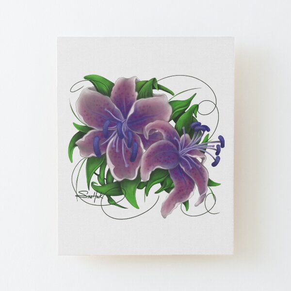 Twisted Purple Lillies Wood Mounted Print