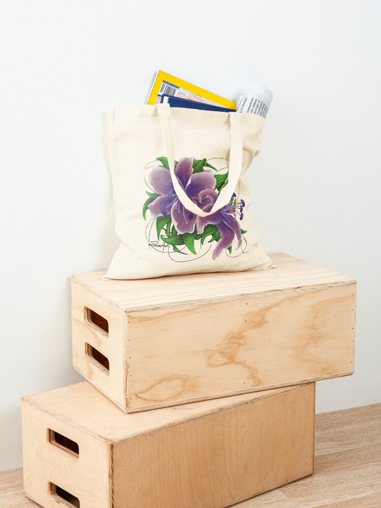 Alternate view of Twisted Purple Lillies Tote Bag