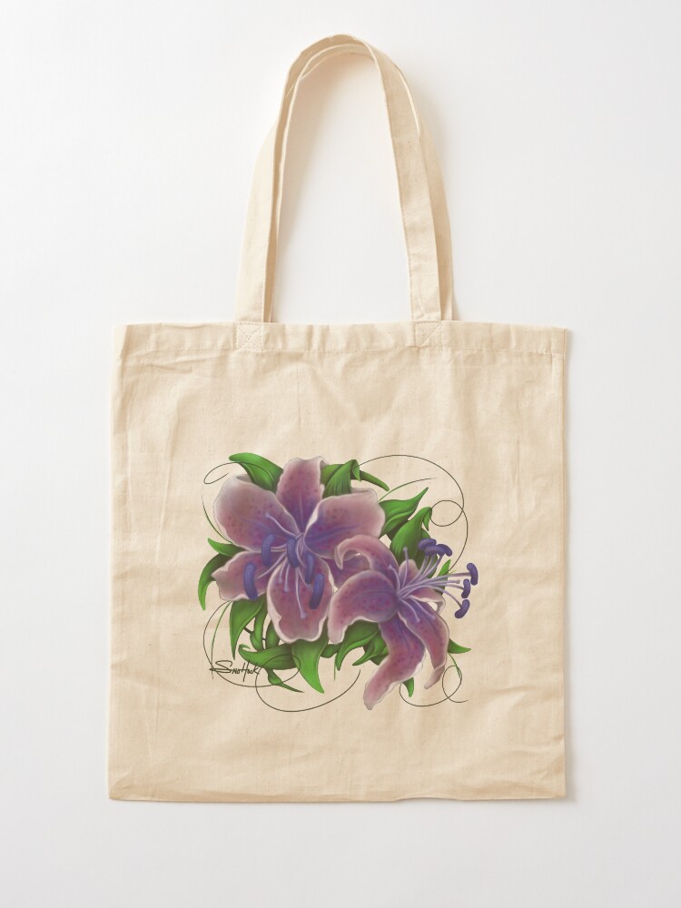 Alternate view of Twisted Purple Lillies Tote Bag
