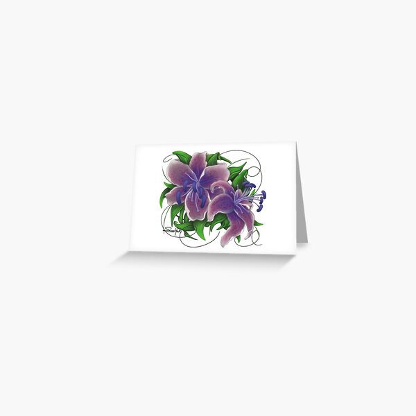 Twisted Purple Lillies Greeting Card