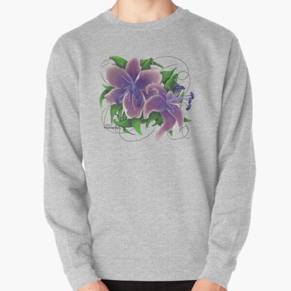 Twisted Purple Lillies Pullover Sweatshirt