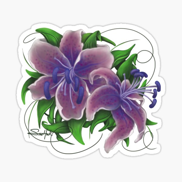 Twisted Purple Lillies Sticker