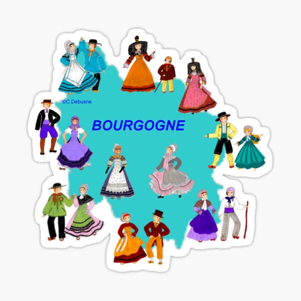 Aperçu de l'œuvre Carte de Bourgogne et ses costumes  créée et vendue par Catherine Debusne.