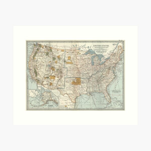Item preview, Antique United States Map designed and sold by Rainbows Galore.