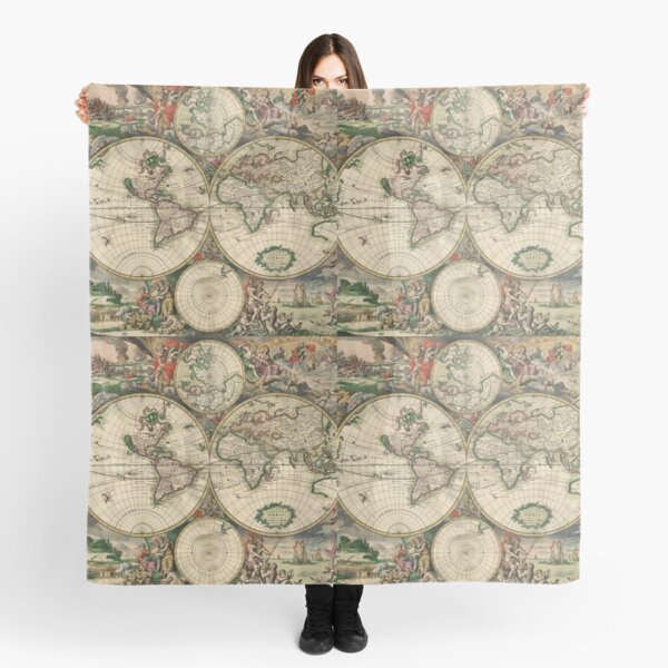 Vista previa del artículo con la obra «Mapa del mundo antiguo de 1689», diseñado y vendido por Rainbows Galore.