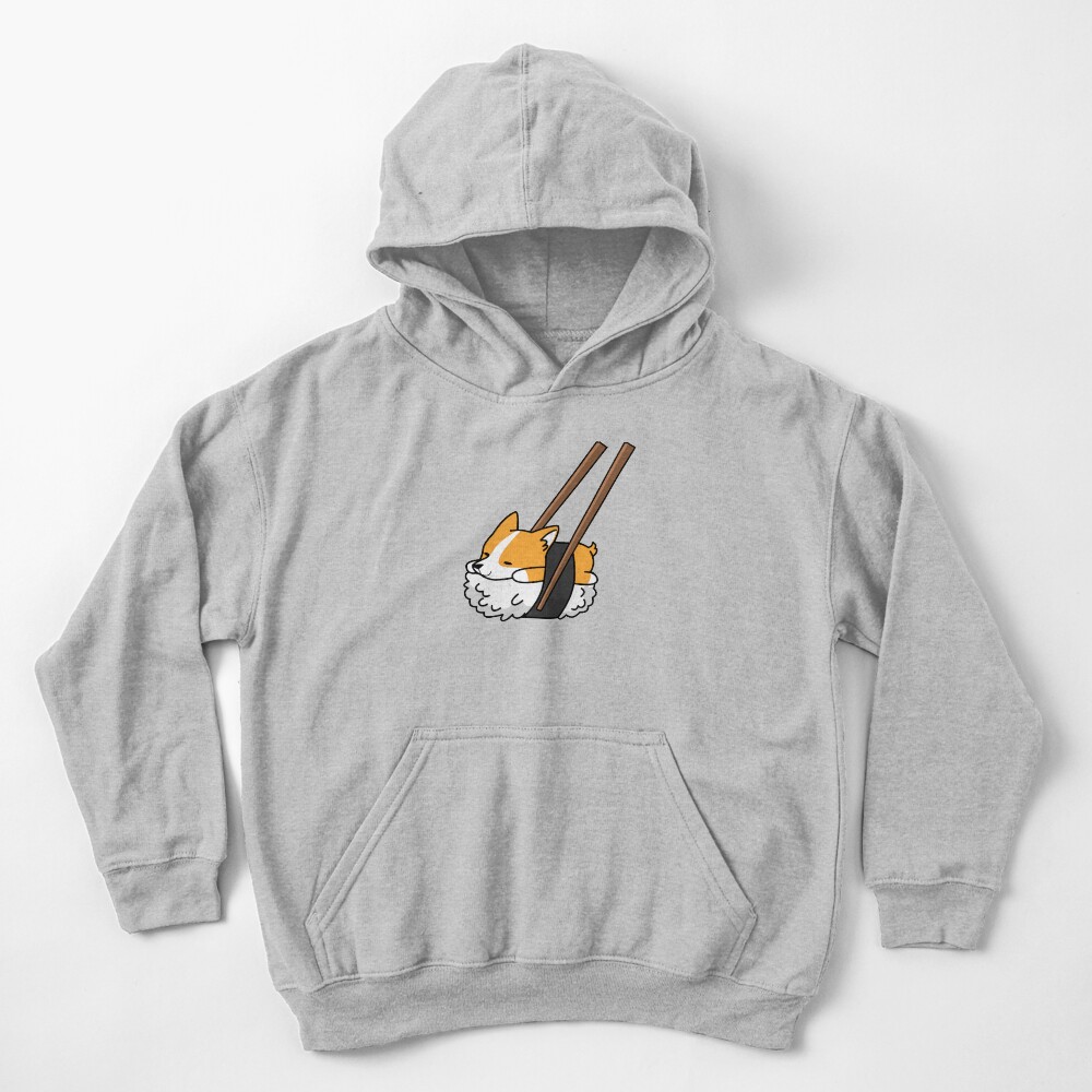 Funny Sushi Corgi Kids Pullover Hoodie