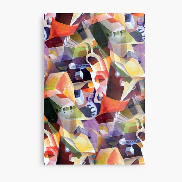 Modern Abstract Cubism in Opulent Contemporary Style Metal Print
