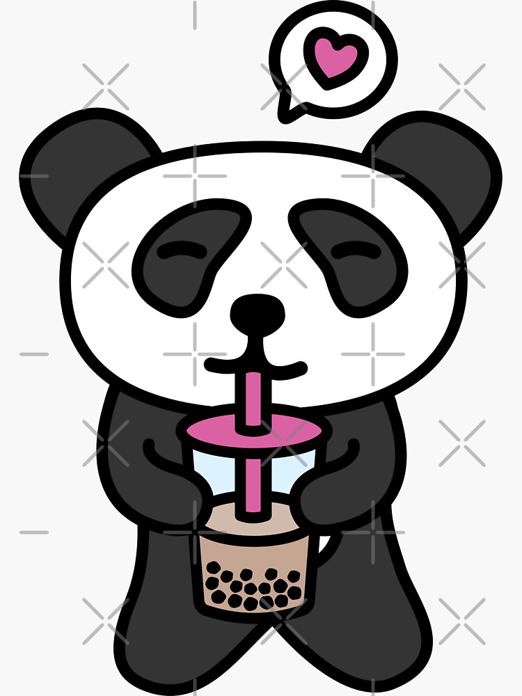 "Kawaii Panda Drinking Boba Tea" Sticker by hadicazvysavaca | Redbubble