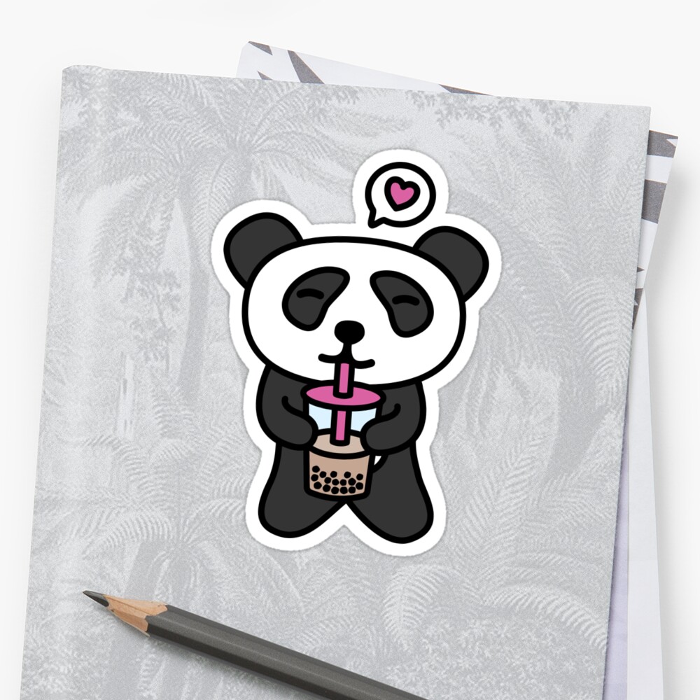 "Kawaii Panda Drinking Boba Tea" Sticker by hadicazvysavaca | Redbubble