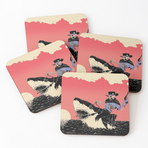 Item preview, Cowboy riding shark rodeo style designed and sold by Poje.
