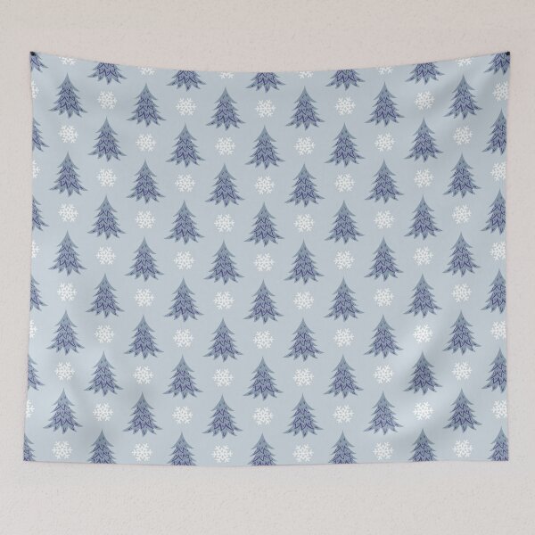 Item preview, Winter christmas trees and snowflakes on light blue background. designed and sold by Xaphana.