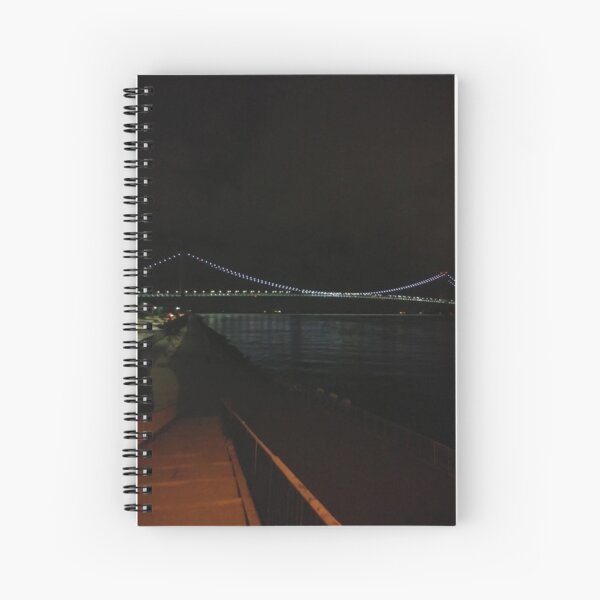 Verrazano Narrows Bridge, #Verrazano, #Narrows, #Bridge, #VerrazanoNarrowsBridge, #VerrazanoBridge, #NewYorkCity, #NewYork, #Brooklyn, #StatenIsland, #water, #night, #lights Spiral Notebook