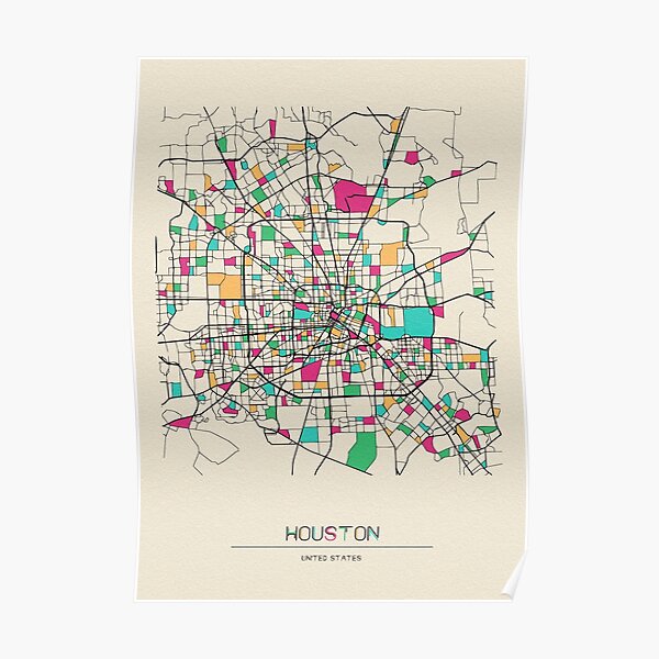 Houston, Texas Street Map Poster