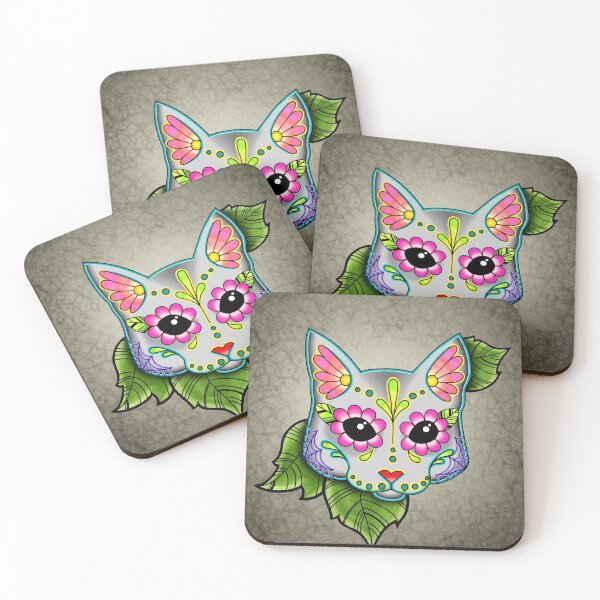 Item preview, Day of the Dead Cat in Grey Sugar Skull Kitty designed and sold by Pretty In Ink.