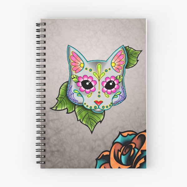 Item preview, Day of the Dead Cat in Grey Sugar Skull Kitty designed and sold by Pretty In Ink.