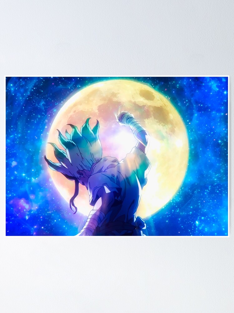 Dr Stone Moon Poster By Terpres Redbubble