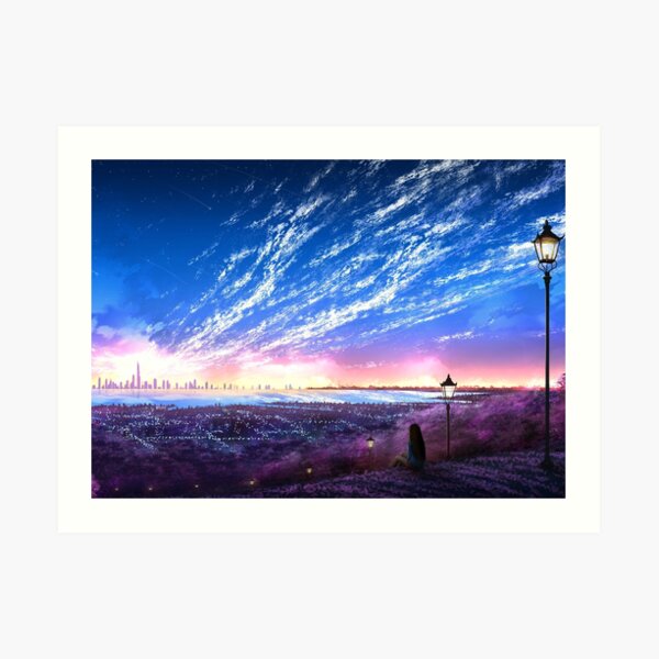 Anime Urban Sunset Art Print