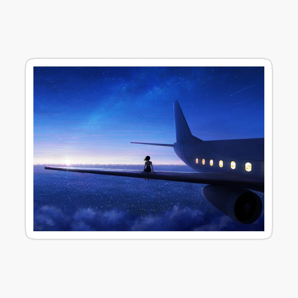Anime Airplane View Art Board Print By Plainmotif Redbubble