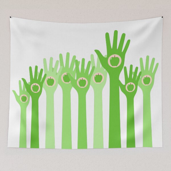 Item preview, Raised green hands with apple inside designed and sold by NerdySherds.