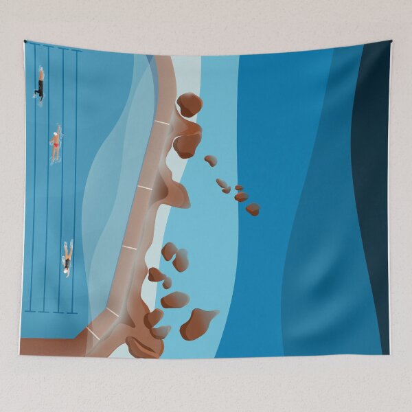 Item preview, Bronte Baths Ocean Pool Sydney Australia | Aerial View Illustration  designed and sold by The-Drone-Man.