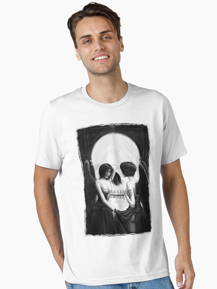 Thumbnail 1 of 7, Essential T-Shirt, Skull Optical Illusion tee designed and sold by dashinvaine.