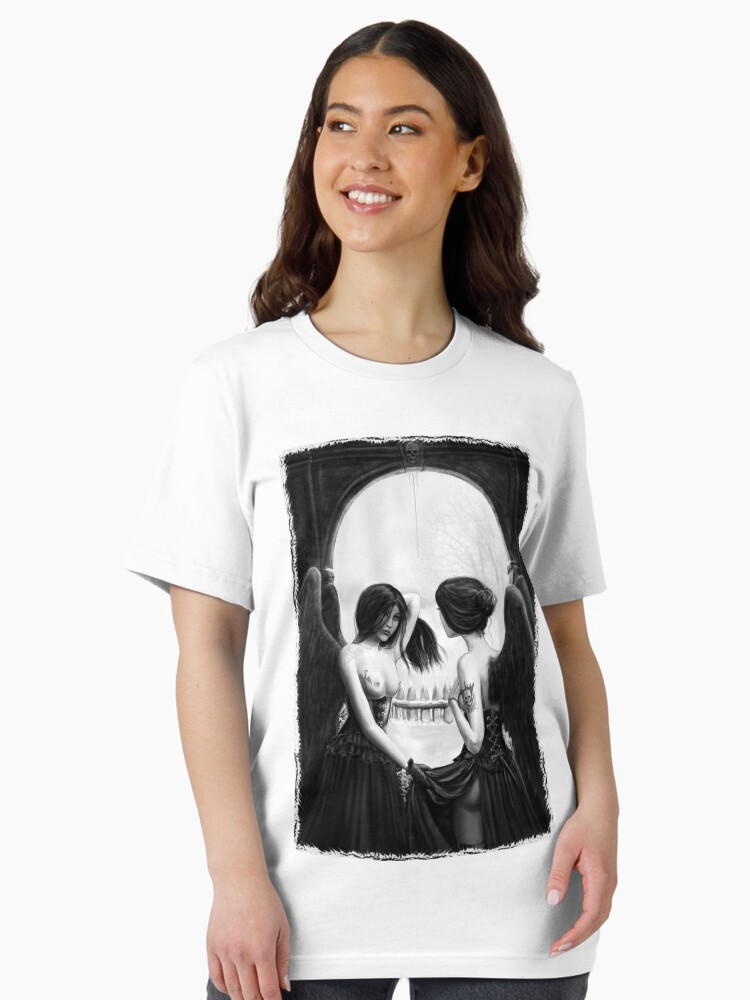 Thumbnail 2 of 7, Essential T-Shirt, Skull Optical Illusion tee designed and sold by dashinvaine.