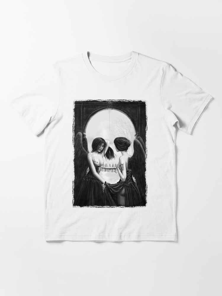 Thumbnail 3 of 7, Essential T-Shirt, Skull Optical Illusion tee designed and sold by dashinvaine.