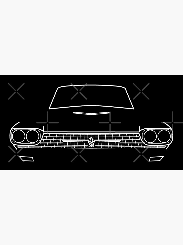 1966 Ford Thunderbird classic car outline graphic (white)