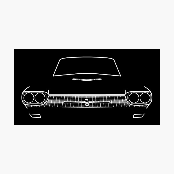 Item preview, 1966 Ford Thunderbird classic car outline graphic (white) designed and sold by soitwouldseem.