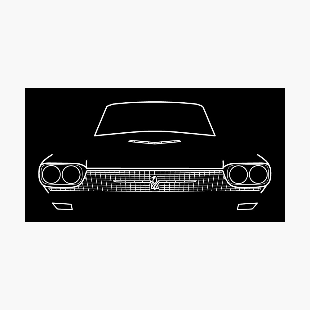 1966 Ford Thunderbird classic car outline graphic (white)