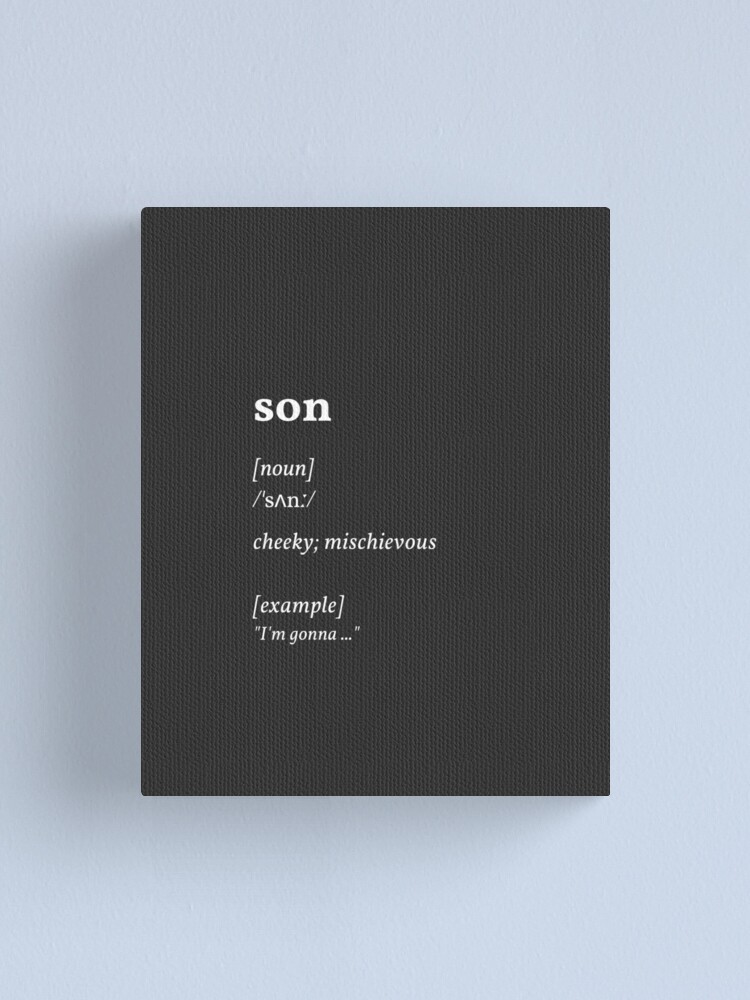 son dictionary meaning - cheeky mischievous (Black series) | Canvas Print