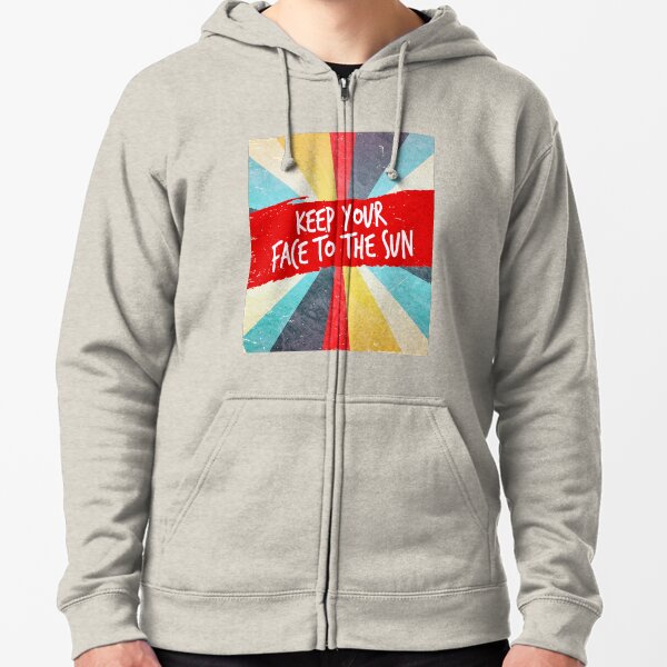 Halten Sie Ihr Gesicht zur Sonne (Buntes Vintage Retro Zitat • Regenbogen Sunburst) Kapuzenjacke