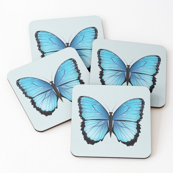 Item preview, blue butterfly hand drawn and colored designed and sold by Kisho.